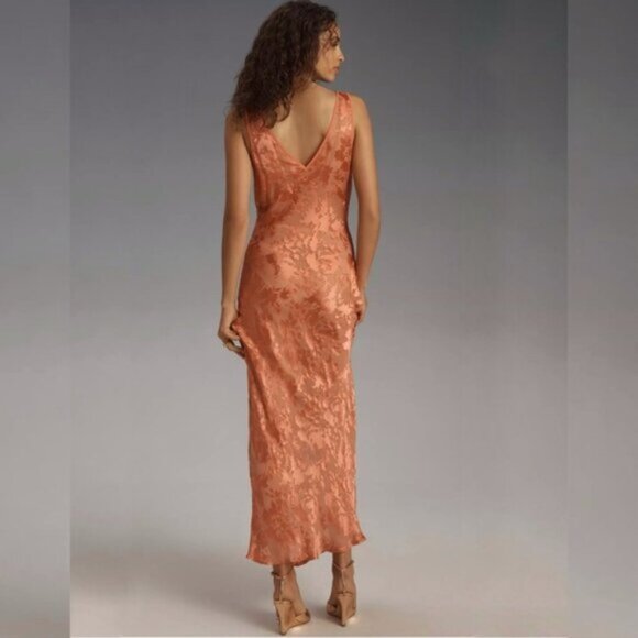 NWT Rollas Anthropologie Eliza Peach Sheer Midi/Maxi Dress - Picture 3 of 13